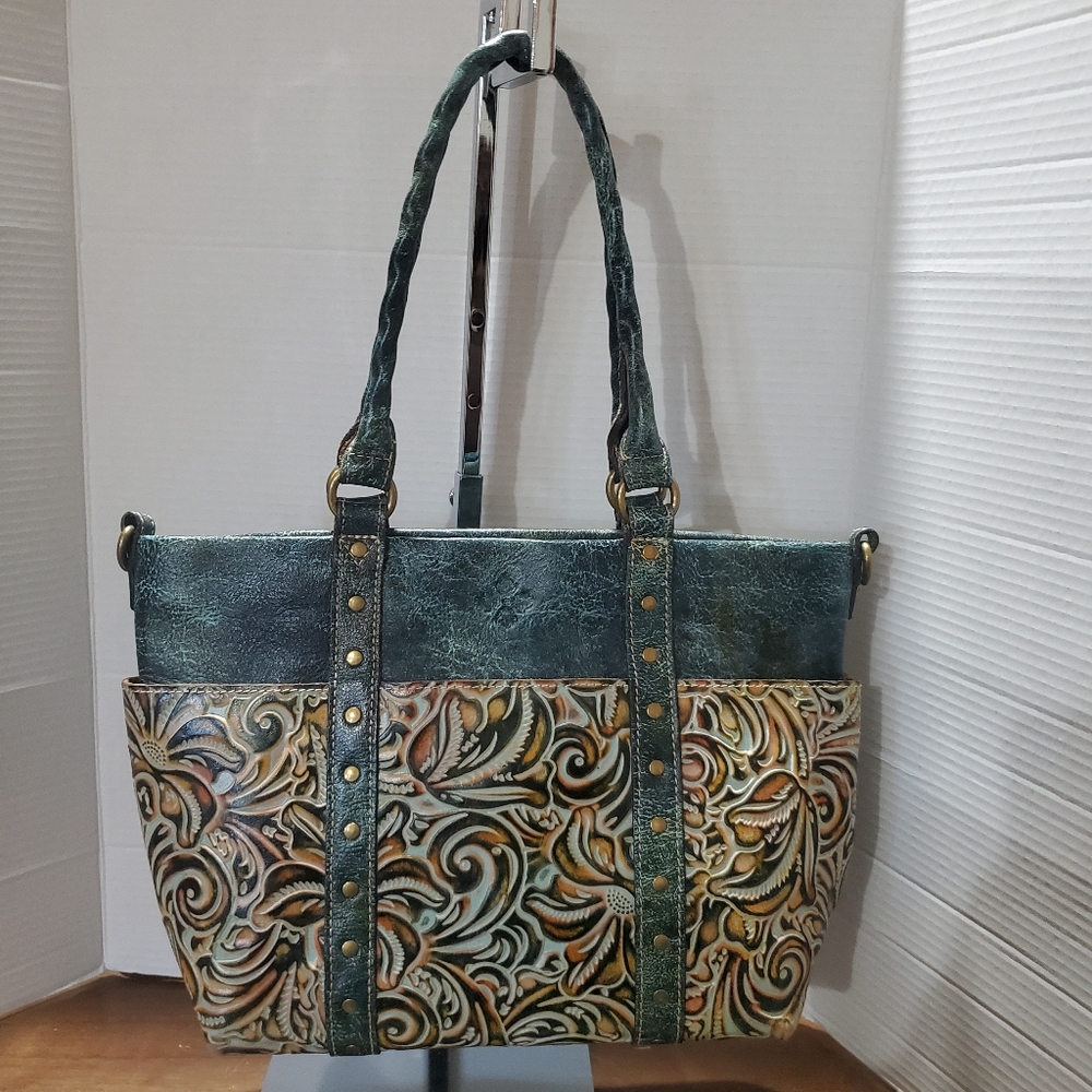 Patricia Nash Green and Brown Shoulder Bag